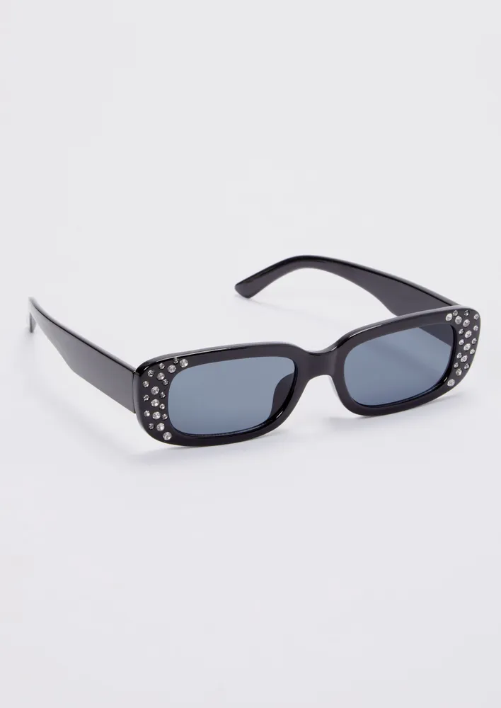 Black hot sale rhinestone sunglasses