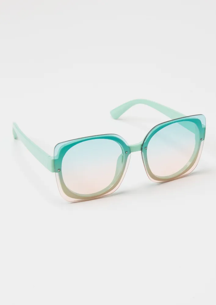 Ombre lens rimless sales sunglasses