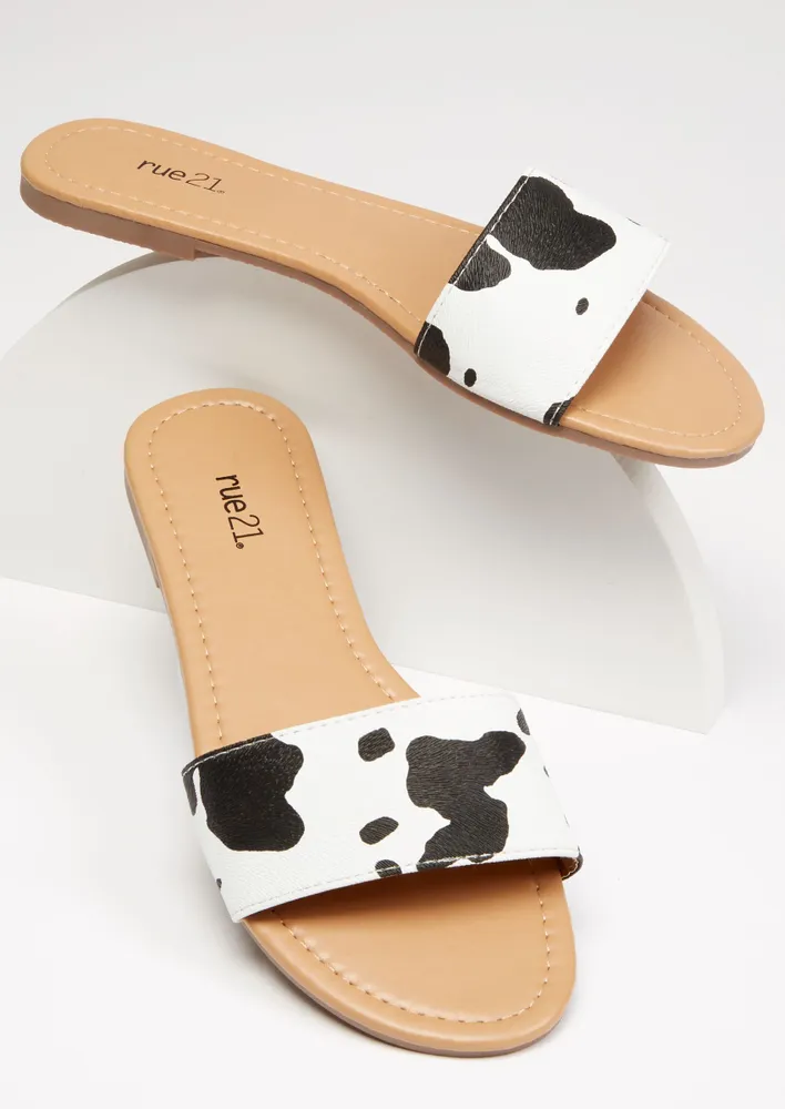 Rue21 Cow Print Single Band Slide Sandals Hamilton Place