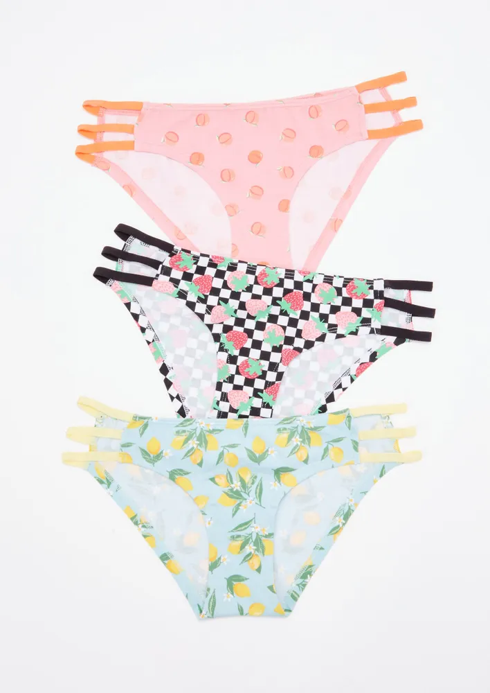 Rue21 3 Pack Bungee Strap Fruit Print Bikini Undies Pueblo Mall