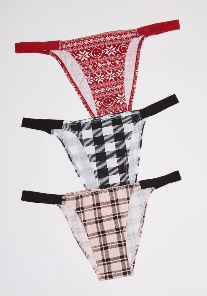 Rue21 3 Pack Plaid Fair Isle Print Brazilian Cut Panties Pueblo Mall