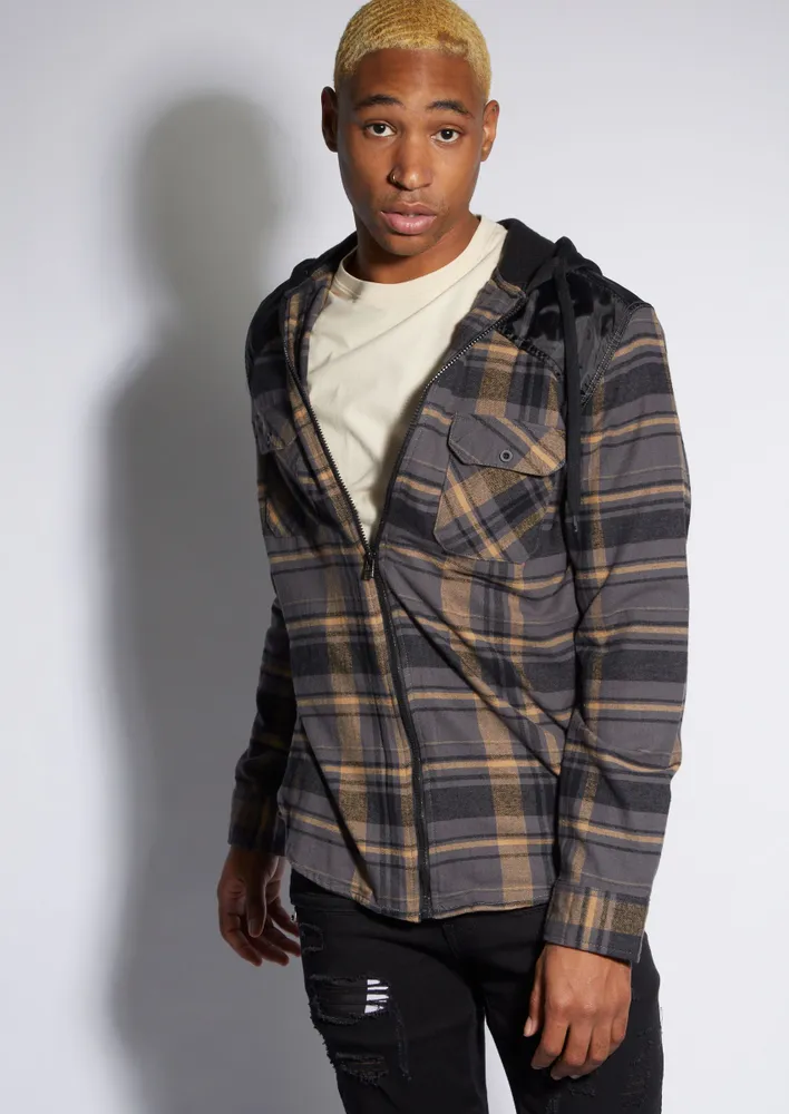 Grey hooded hot sale flannel