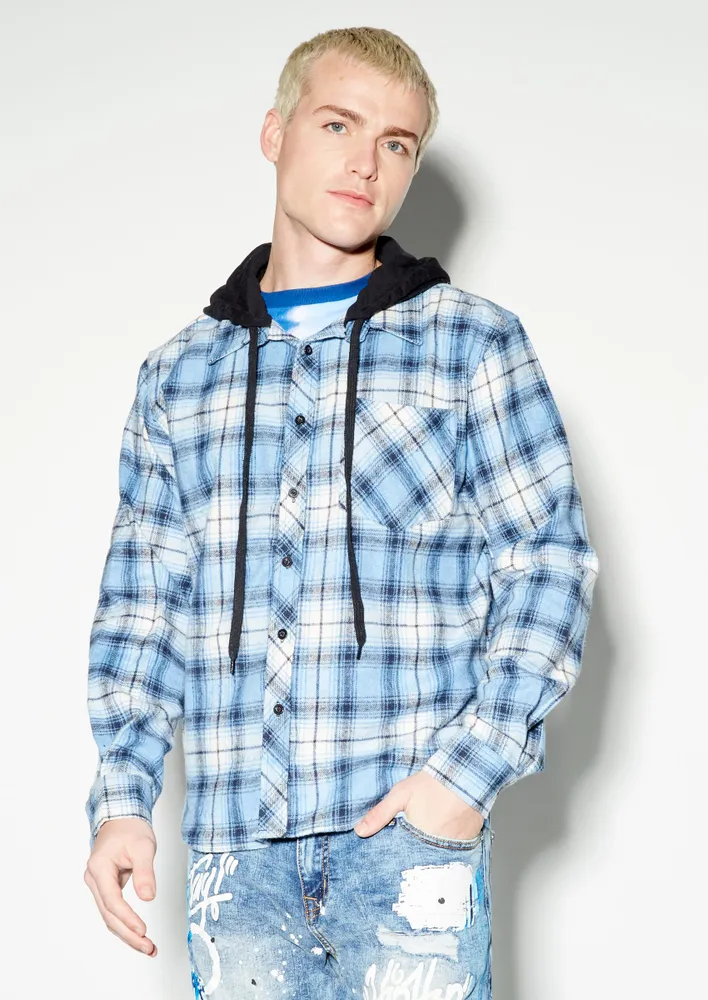 Plaid flannel outlet hoodie