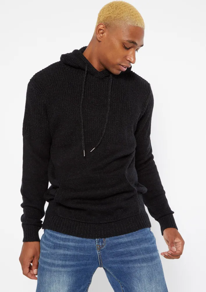 Black knitted hooded online jumper