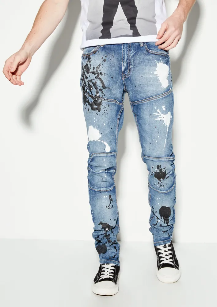 Rue21 Medium Wash Paint Splatter Skinny Arc Jeans | Hamilton Place