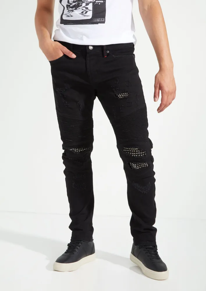 Rue21 Black Studded Moto Skinny Arc Jeans | Connecticut Post Mall