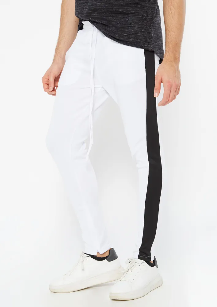 Black track pants with hotsell white stripe