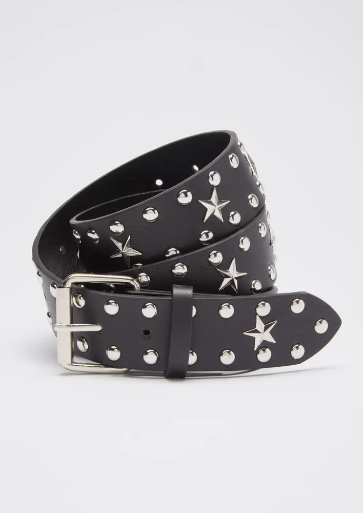 Star Studded Faux Leather Belt