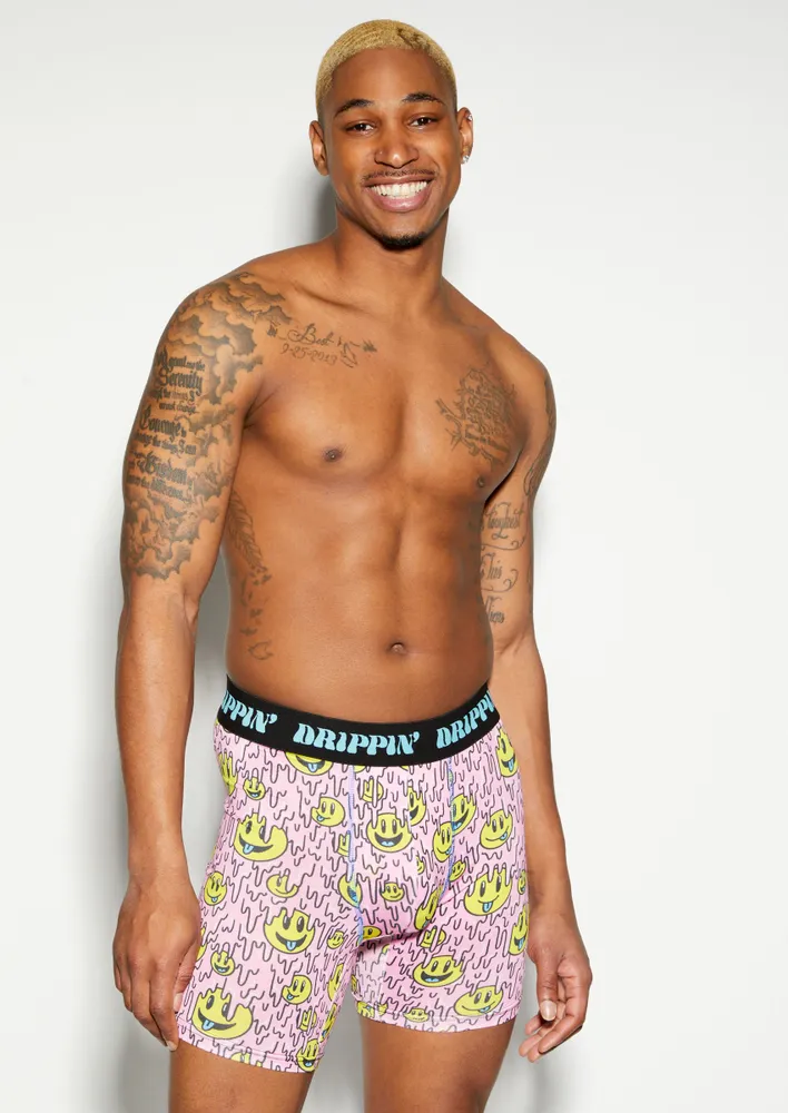 Rue21 Drippy Smiley Face Print Long Length Boxer Briefs