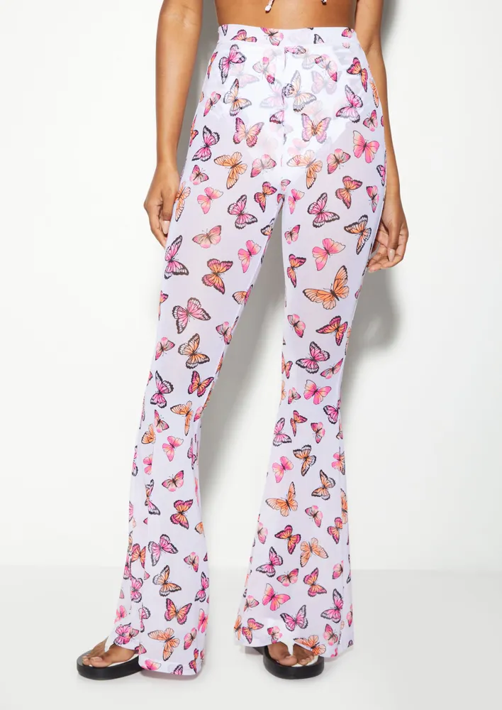 Rue21 Butterfly Print Mesh Flare Pants | Connecticut Post Mall