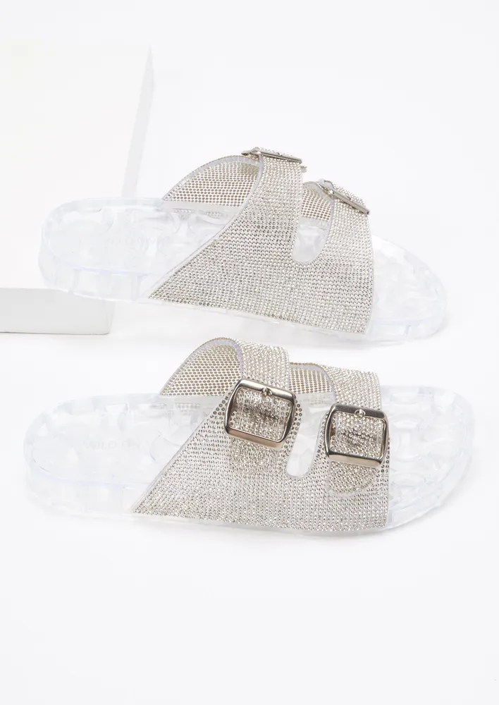 Rhinestone double buckle store sandals