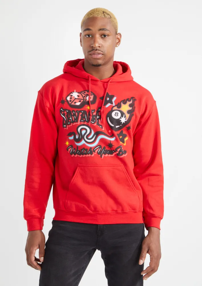 Rue21 Red Airbrushed Savage 8 Ball Graphic Hoodie Pueblo Mall