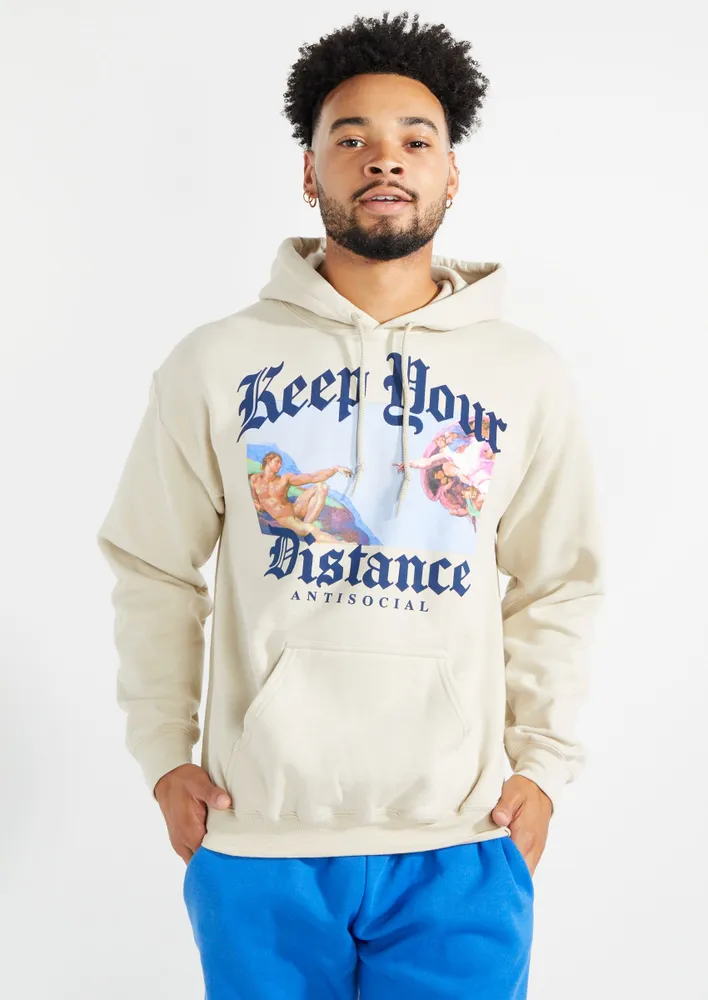 Rue21 Sand Keep Your Distance Graphic Hoodie Brazos Mall