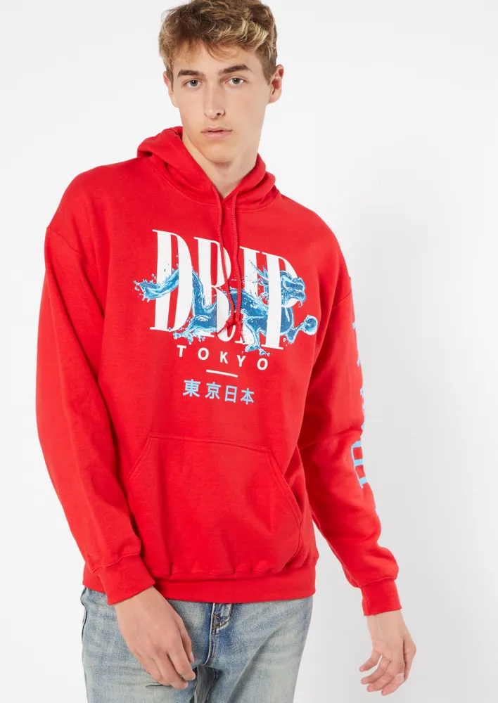 Red discount drip hoodie