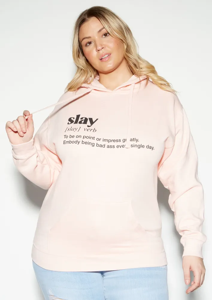 Rue21 Plus Light Pink Slay Definition Graphic Hoodie Hamilton Place