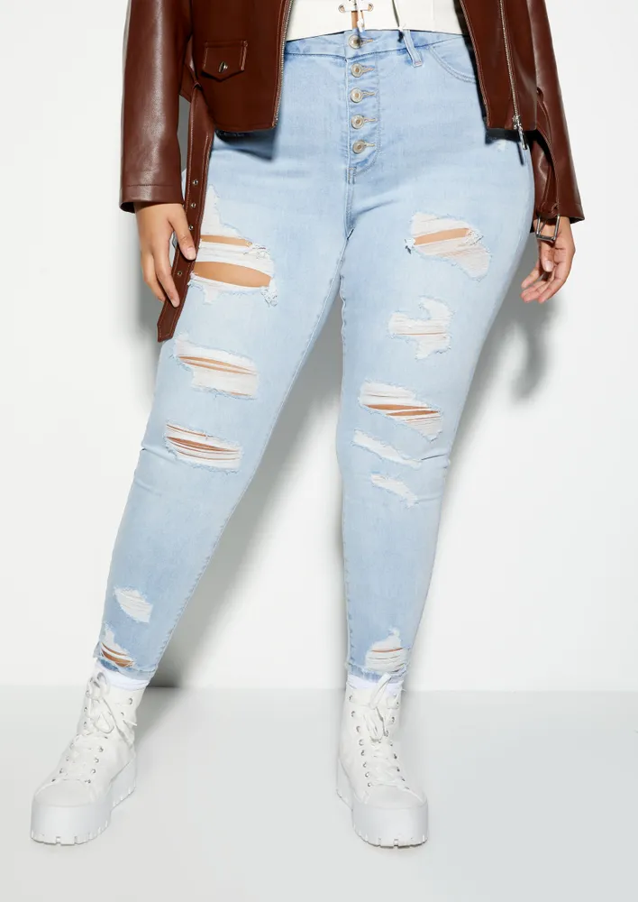 White ripped outlet jeggings plus size