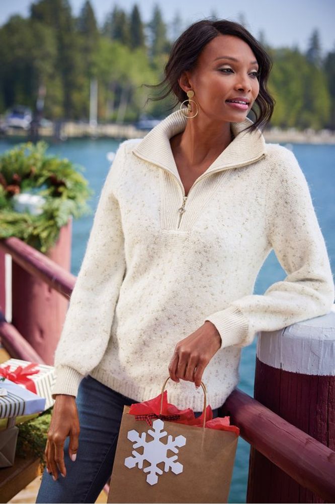 Fluffy half best sale zip sweater