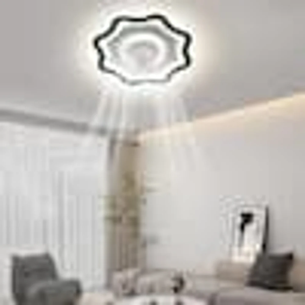 OUKANING 19 in. Modern Integrated LED Indoor Flower Shape Ceiling 