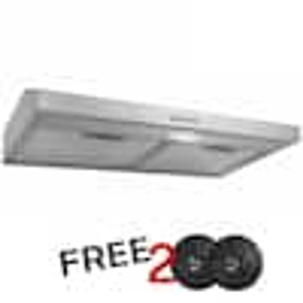 24 in. 58 CFM Convertible Under Cabinet Range Hood in Brushed Stainless  Steel with 2 Carbon Filters and Push Button