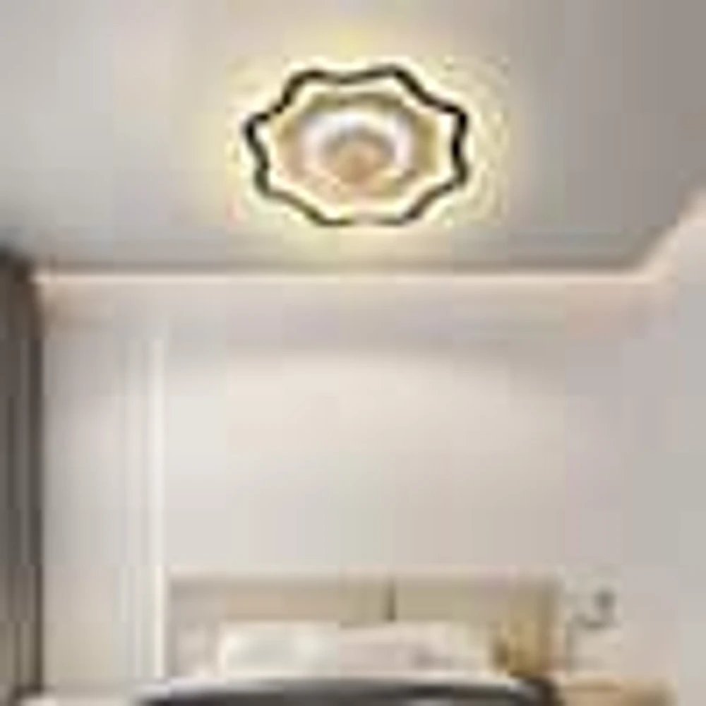 OUKANING 19 in. Modern Integrated LED Indoor Flower Shape Ceiling 