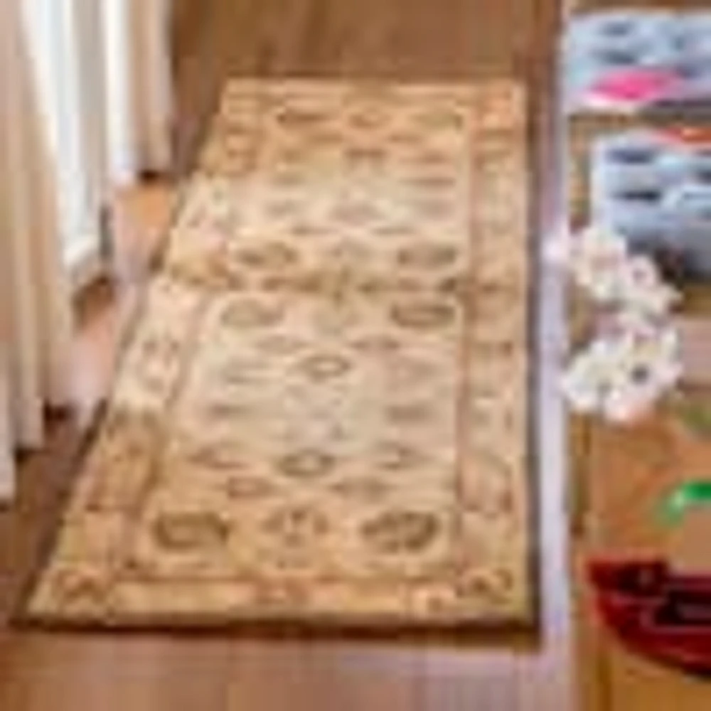 SAFAVIEH Anatolia Beige 2 ft. x 8 ft. Border Floral Runner Rug ...