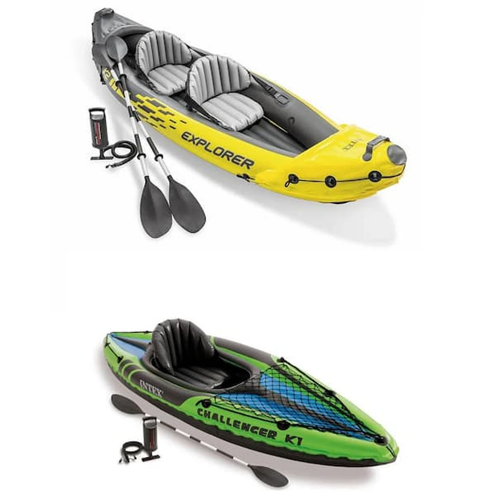 Intex 2-Person Inflatable Kayak with Oars and Pump and 1-Person Inflatable  Kayak | The Market Place