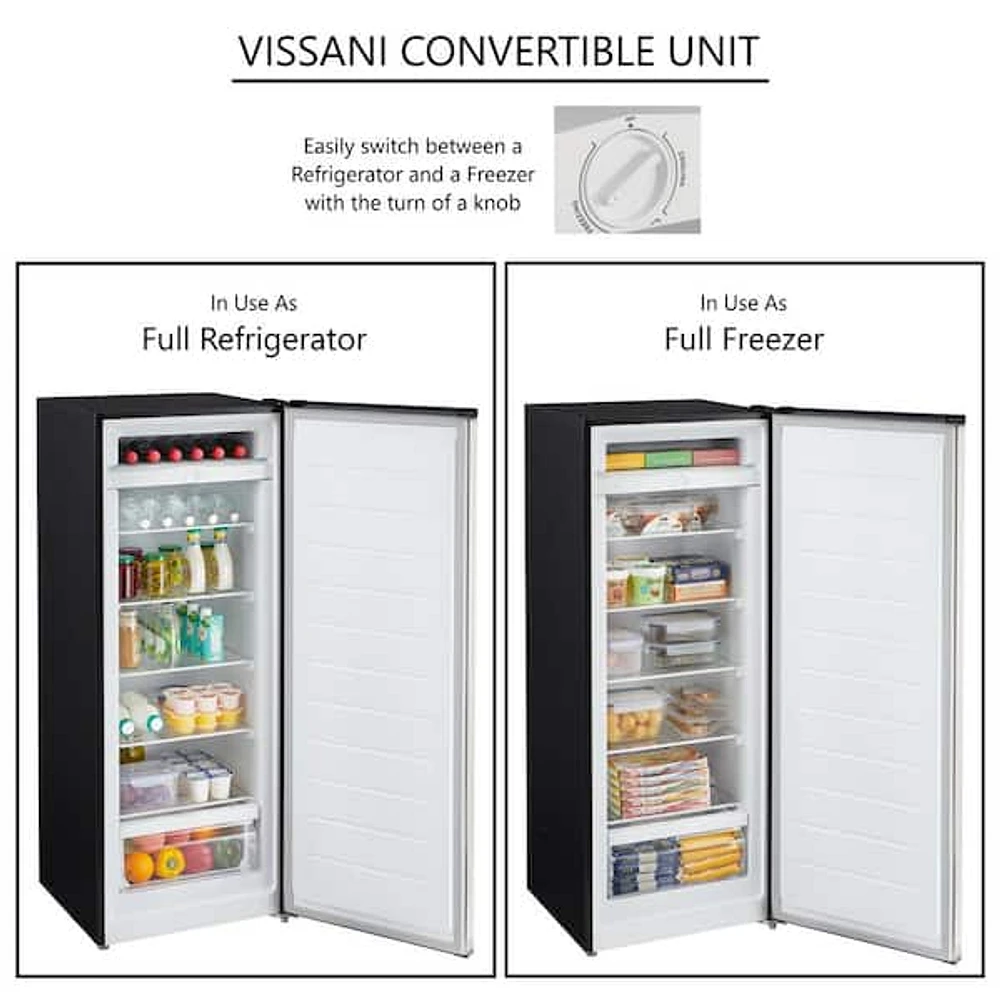 Vissani 7 cu. ft. Convertible Upright Freezer/Refrigerator in 