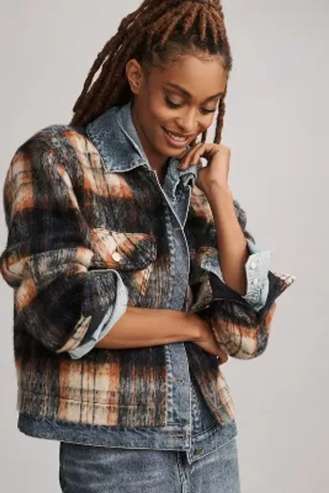 Denim clearance plaid jacket