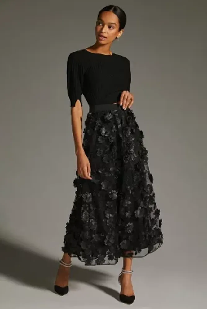 Midi floral outlet applique skirt