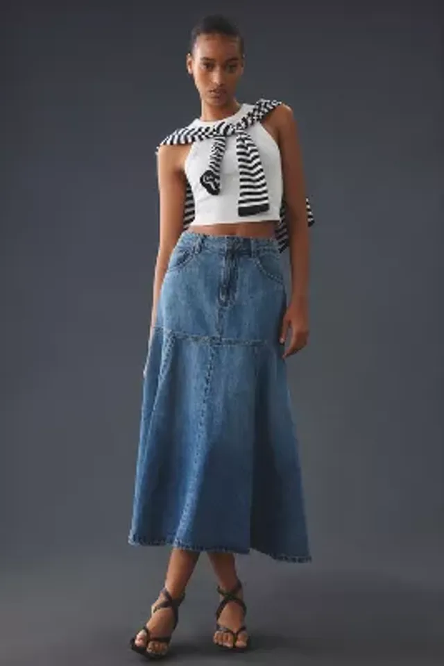 Anthropologie jean hot sale skirt