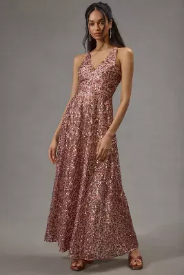 Dress the population pink sequin dress sale