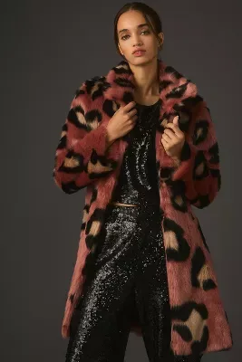 Anthropologie chevron faux hot sale fur coat