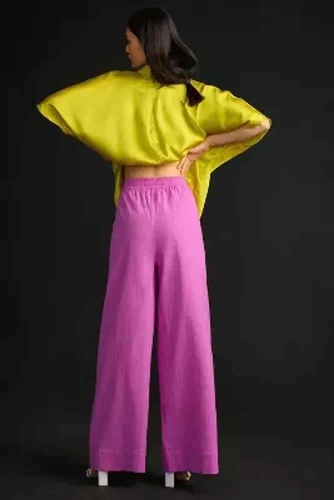 Wide leg clearance seersucker pants