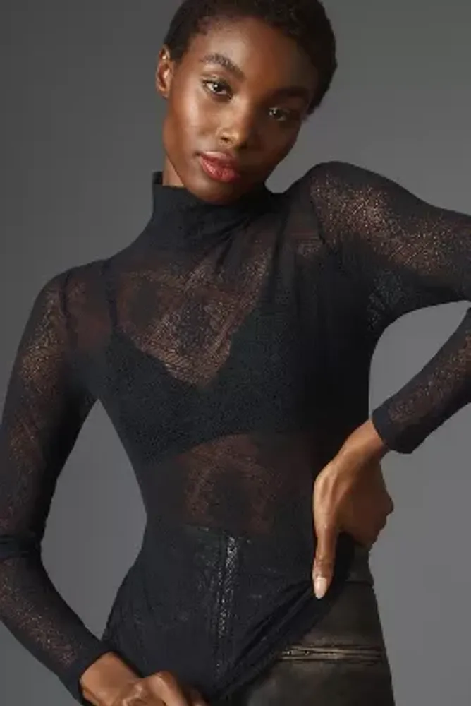 Sheer cheap lace turtleneck