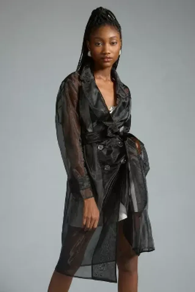 2024 Anthropologie Black sheer coat