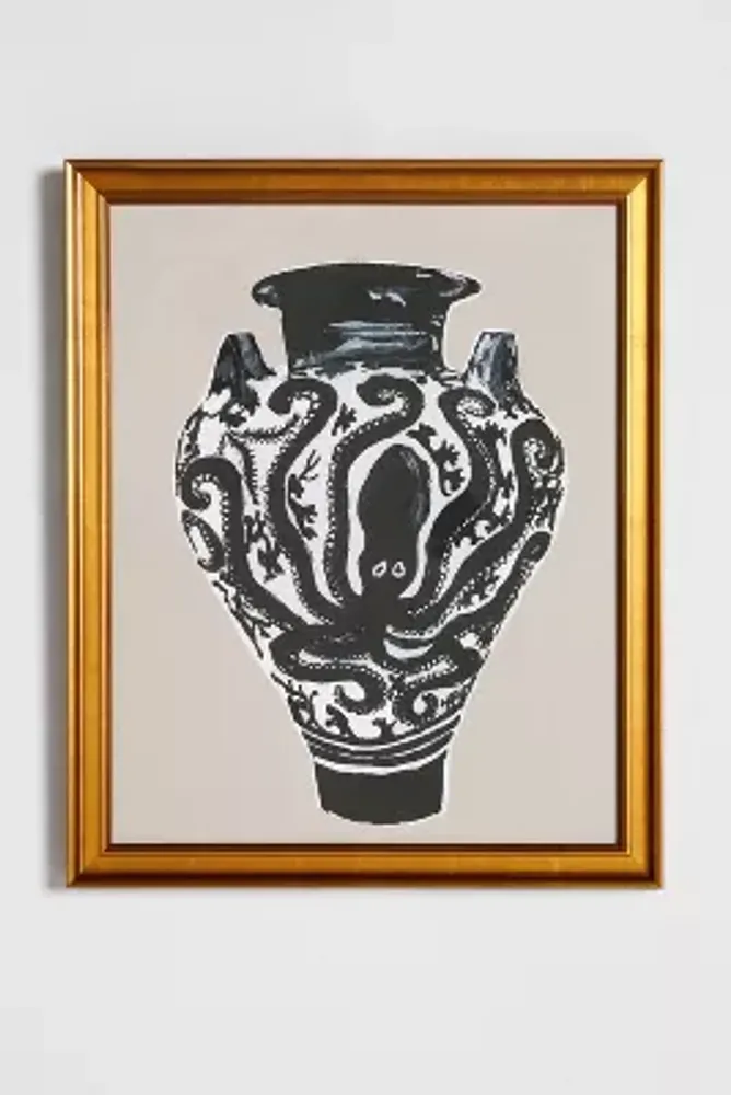 Artfully Walls Minoan Black and White Octopus Vase Wall Art | The