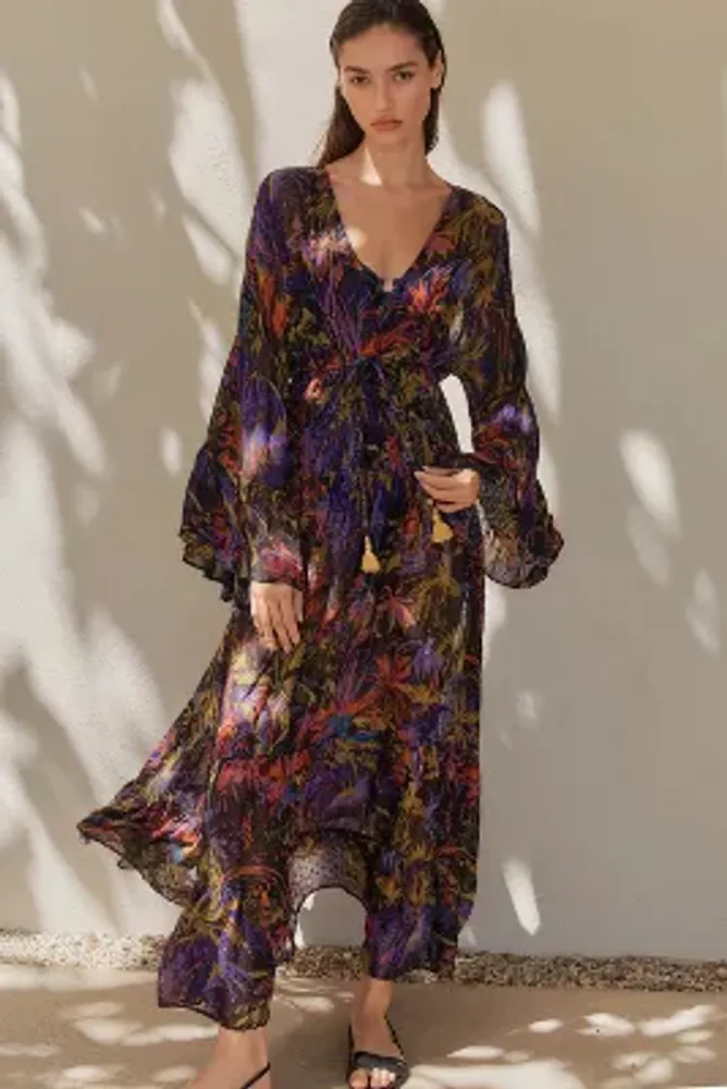 Romantic maxi clearance dress with sleeves