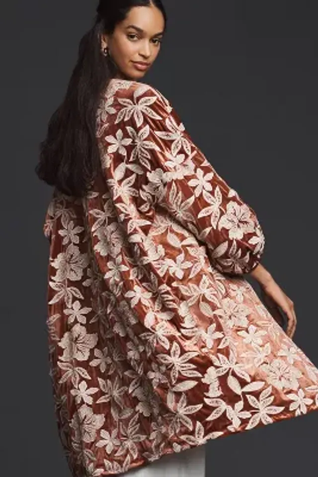 By Anthropologie Embellished Velvet Kimono | The Summit