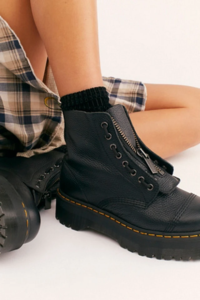 [値下げしました]Dr.Marten SINCLAIR フロントジップ UK8 Dr Martens Sinclair 8 Eye Zipped Tongue Platform In Black