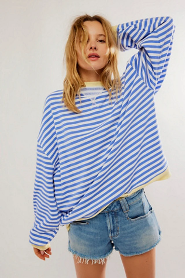 We The Free Classic Striped Oversized Crewneck | Pacific City