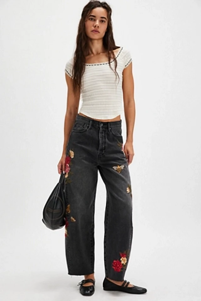 We The Free Willow Floral Embroidered Jeans at MarketFair