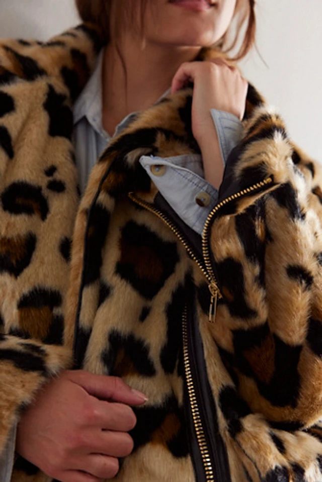 Free people faux fur leopard coat best sale