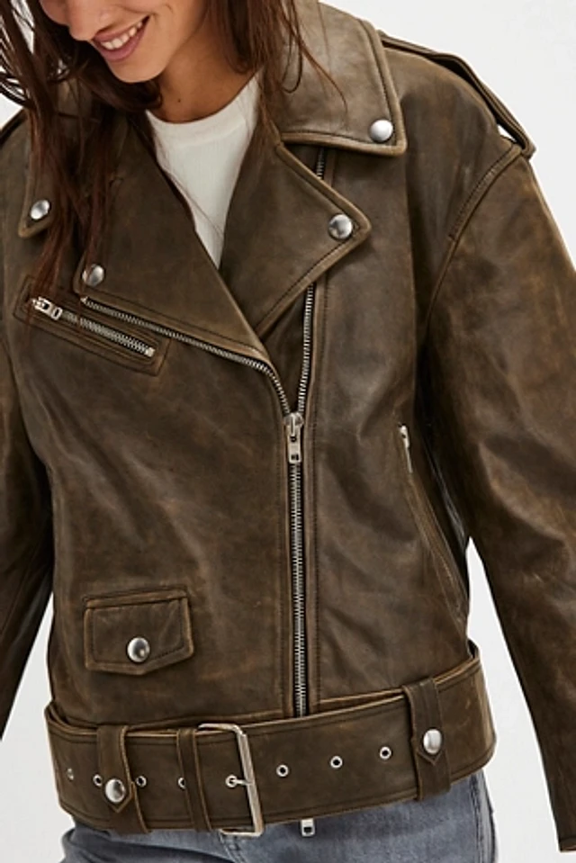 Stand Studio Irene Washed Leather Jacket | Pacific City