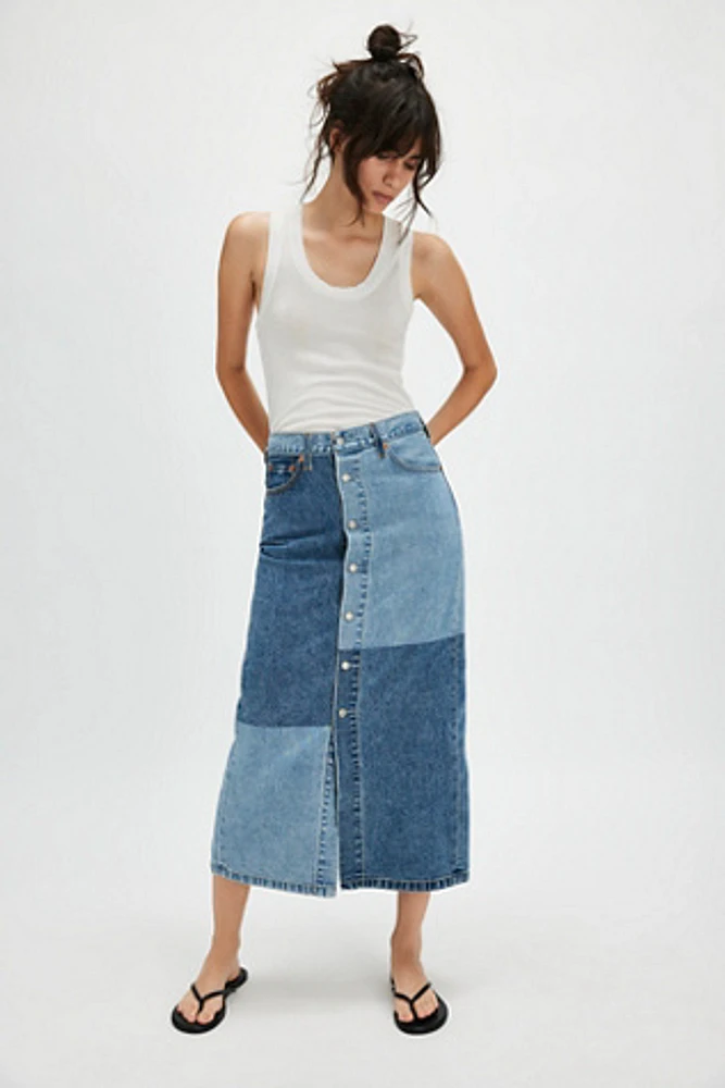 A line midi button skirt levis best sale