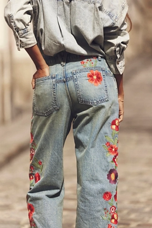 Free People ★ We The Free Willow Floral Embroidered Jeans Free People We The Free Willow Floral Embroidered Jeans