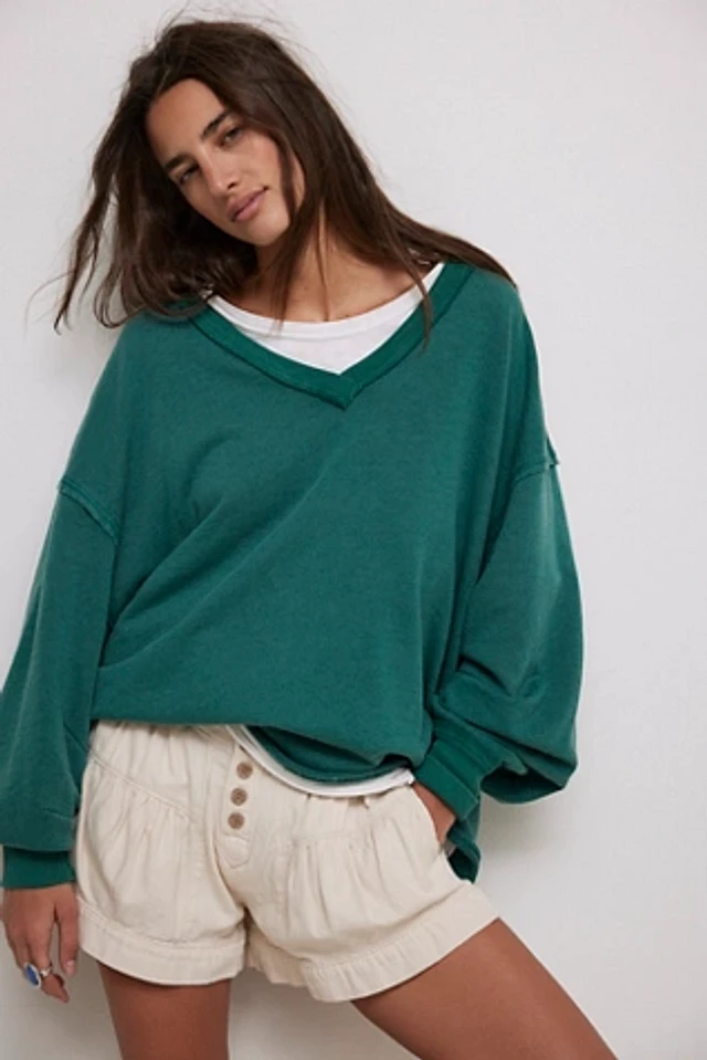フリーピープル Free People Venice V-Neck Graphic レディース パーカー スウェット Washed Black Com Women's Free People Venice V-Neck Graphic | Zappos.com