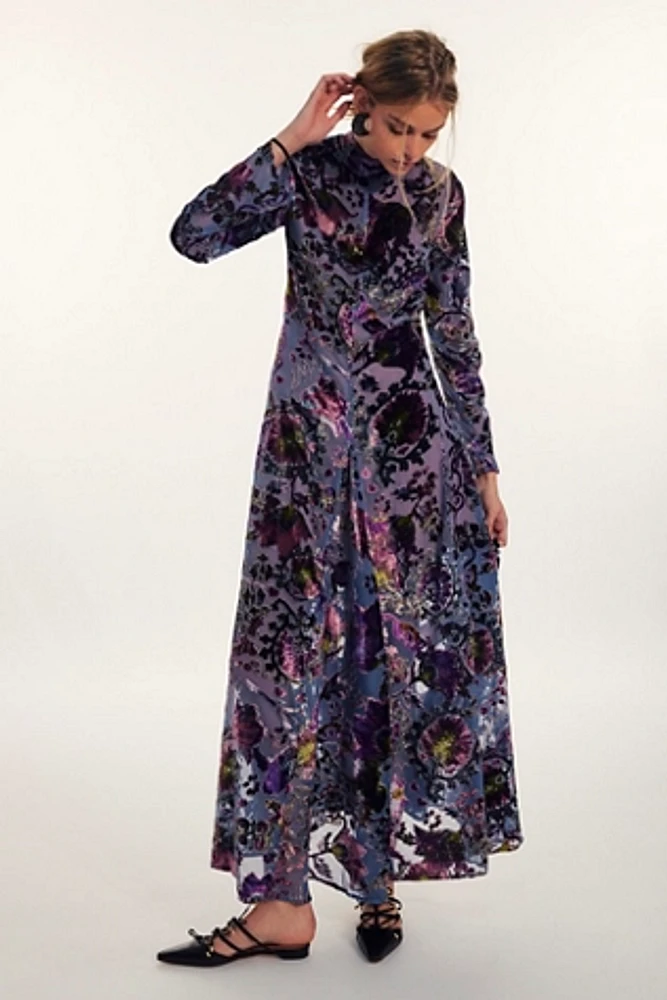 Bali Painterly Paisley Velvet Maxi Dress | Pacific City