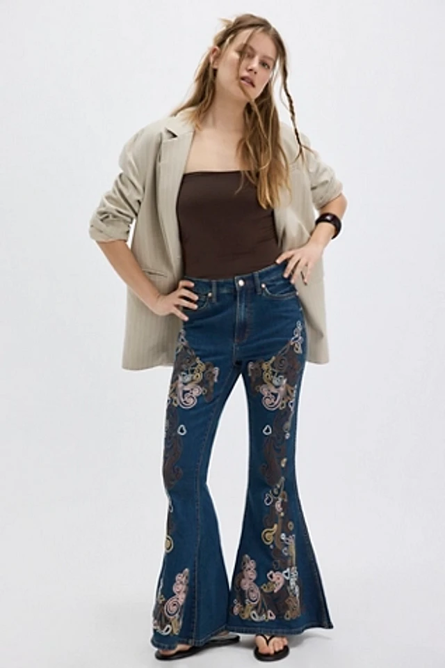 We The Free Willow Floral Embroidered Jeans at MarketFair