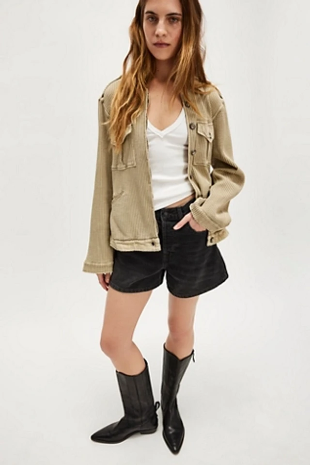 Free People ★ FP One Logan Jacket Free People FP One Logan Jacket Tan Buttondown Pocket Long