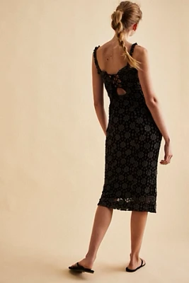 Liv Foster Elara Asymmetrical Embroidered Lace Midi Dress